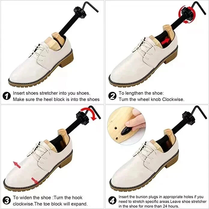 2-Way Wooden Adjustable Shoe Stretcher Expander Men Women Boot Size US 5-13