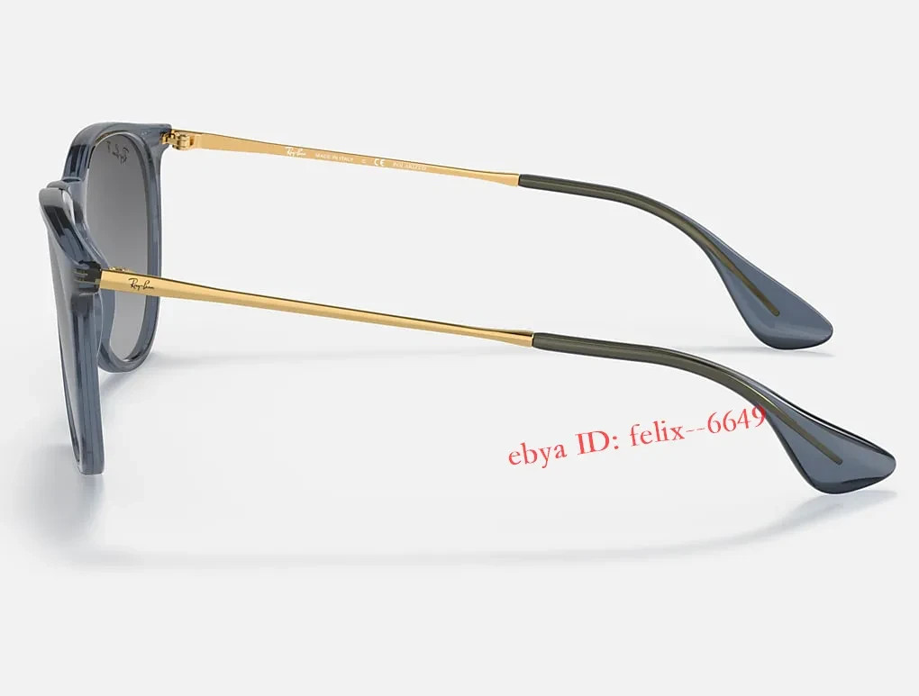 *New* Ray-Ban Erika RB4171 6592/T3 Polarized Sunglasses Blue Frame Grey UV Lens