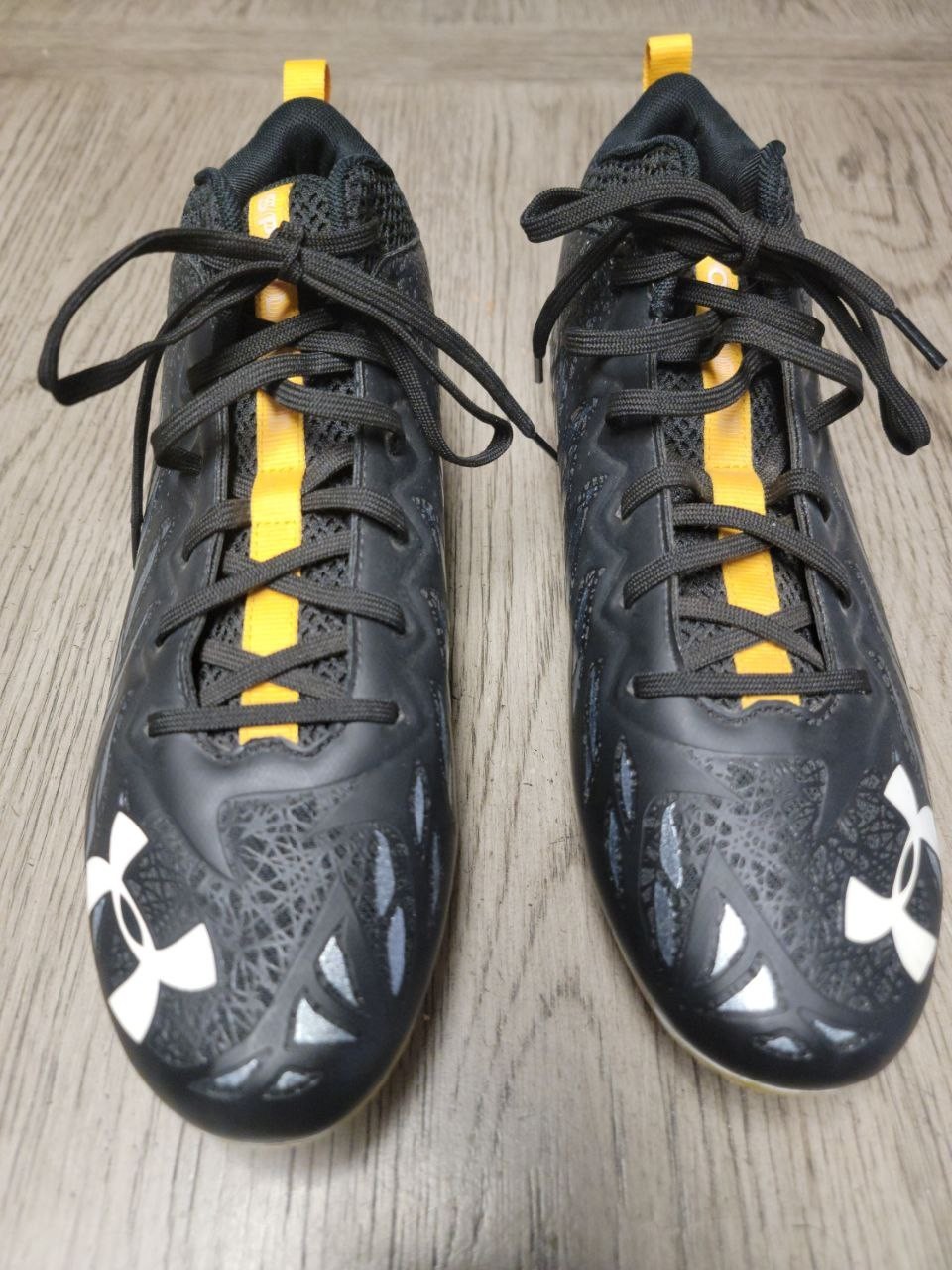 Under Armour Spotlight Football Cleats Black Yellow 3023963-009 Mens Size 12