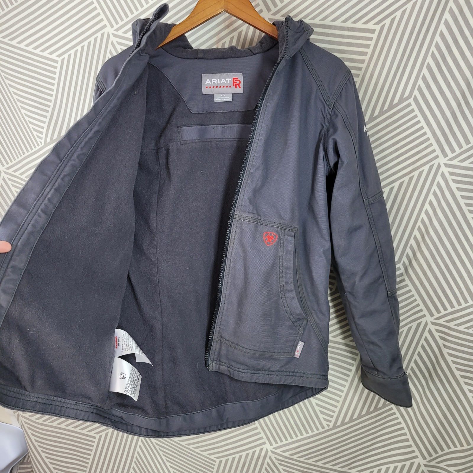 Ariat FR Work Jacket Men Medium Gray Heavy Canvas Cat 4 2112 Lined Workwear