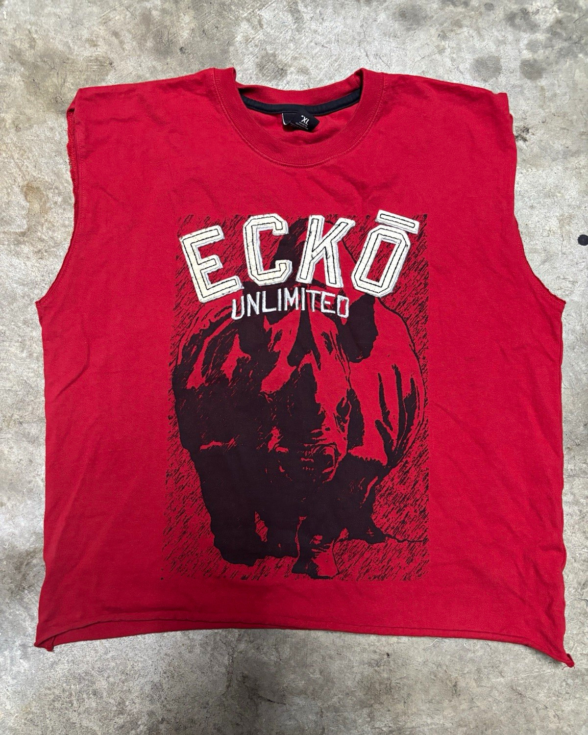 Ecko Unltd Red Graphic Logo Sleeveless Crew Neck Tee Men’s XL Cotton