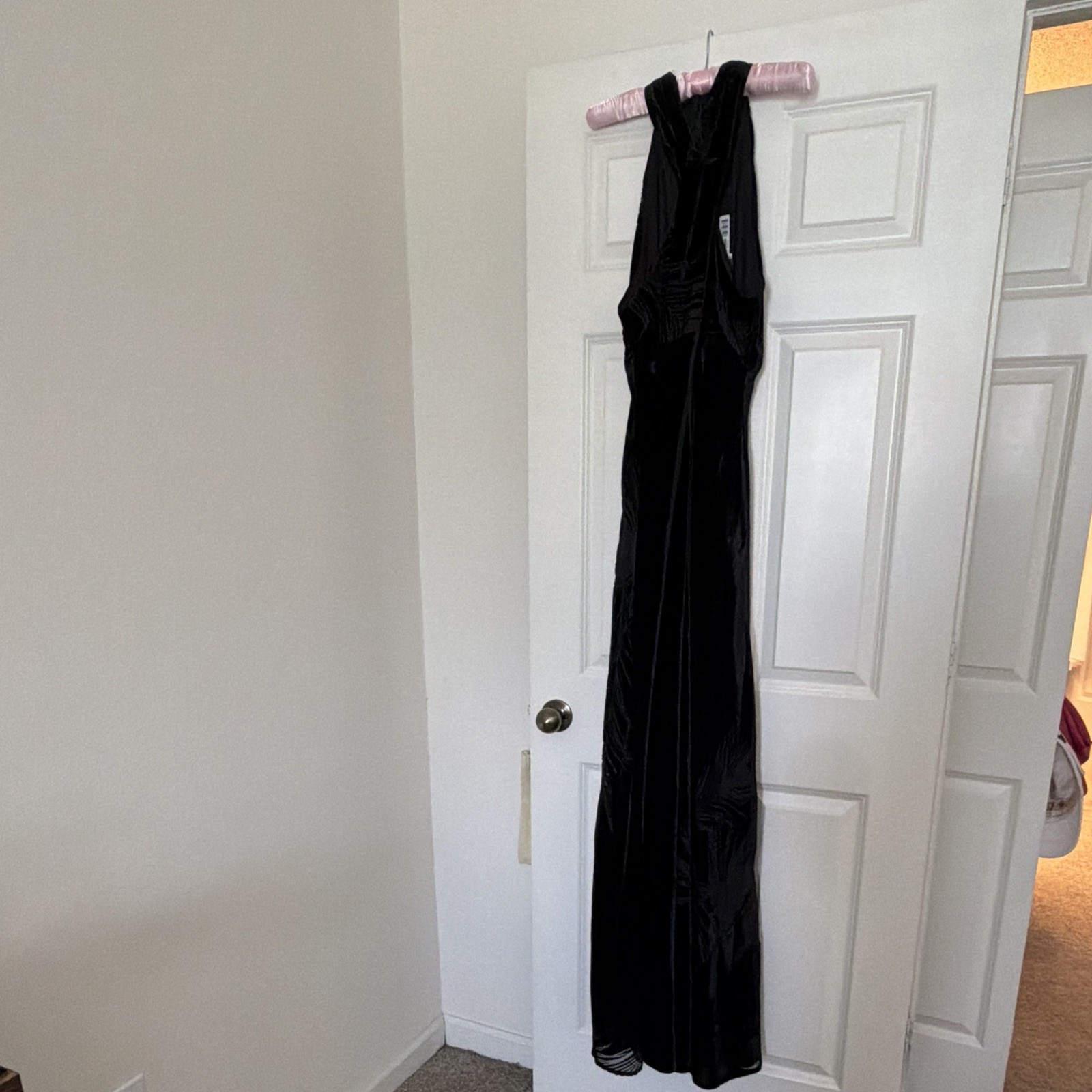 Donna Karan New York Black Velvet Burnout Floral Elegant Halter Maxi Dress 12