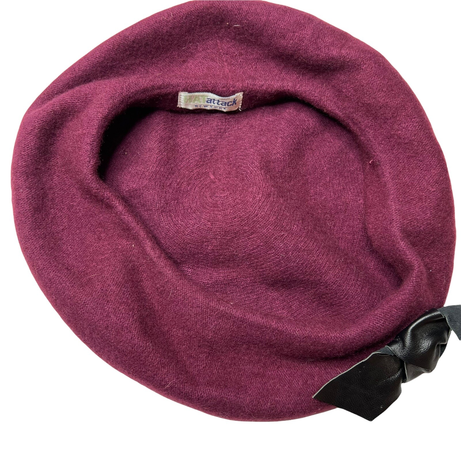 Hat Attack Burgundy Beret with Black Bow
