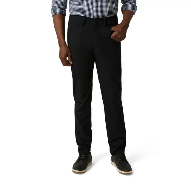 Chaps Mens 5-Pocket Performance Pants Straight Tapered 32X30 Black W32L30