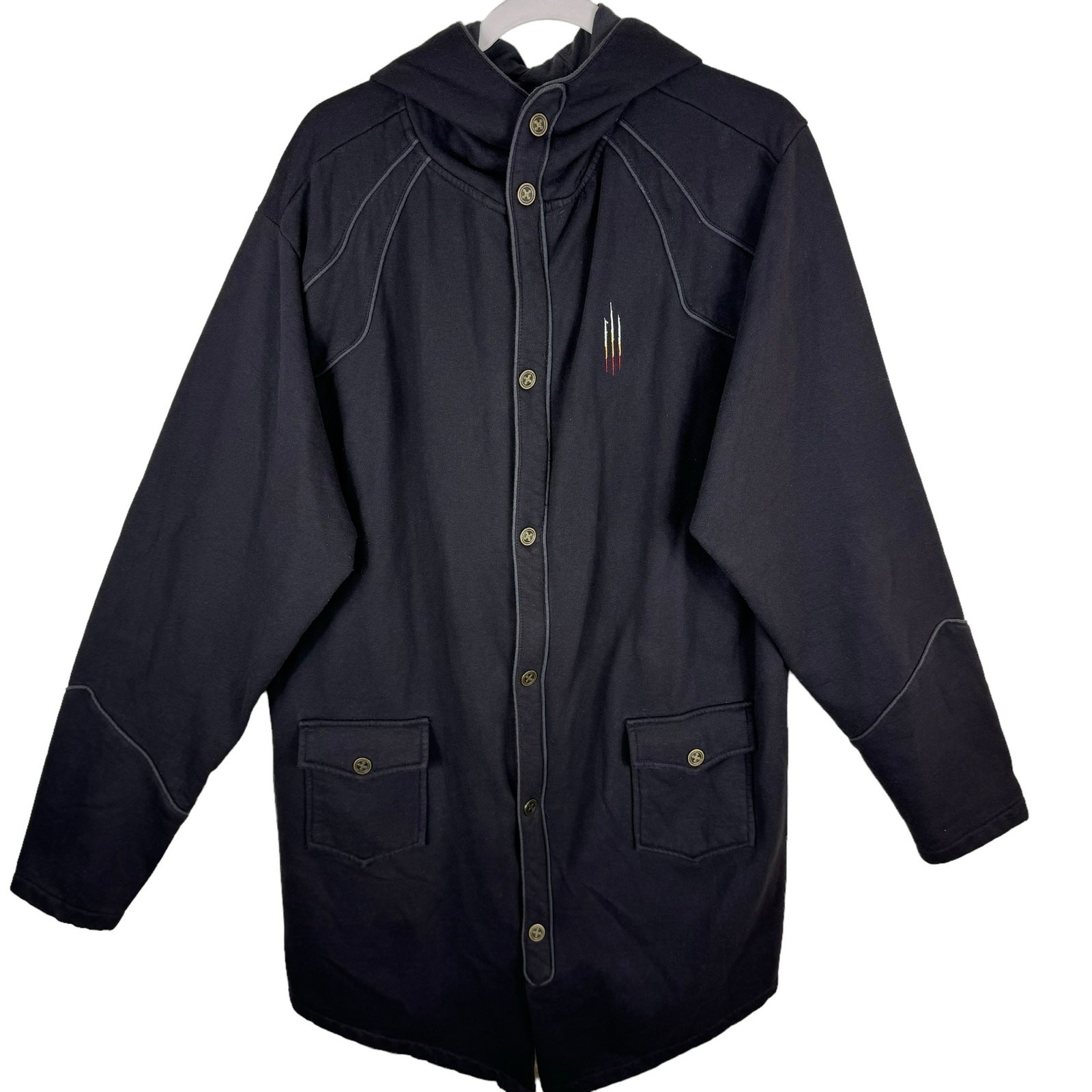 Jinx Black Long Sleeve Hooded Long Fitting Full Zip Snap Sweatshirt Jacket 2XL