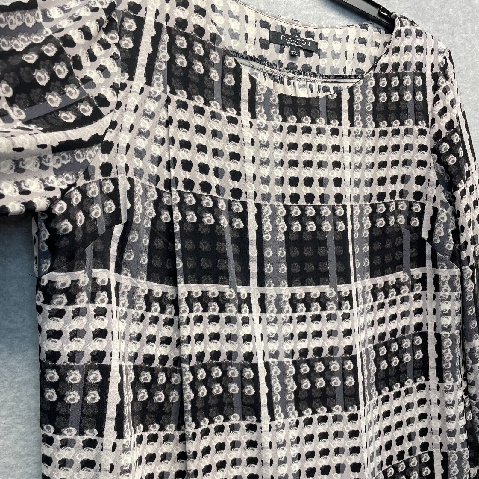 Thakoon Dress Womens Large Long Sleeve Black Polka Dot Abstract Artsy Designer