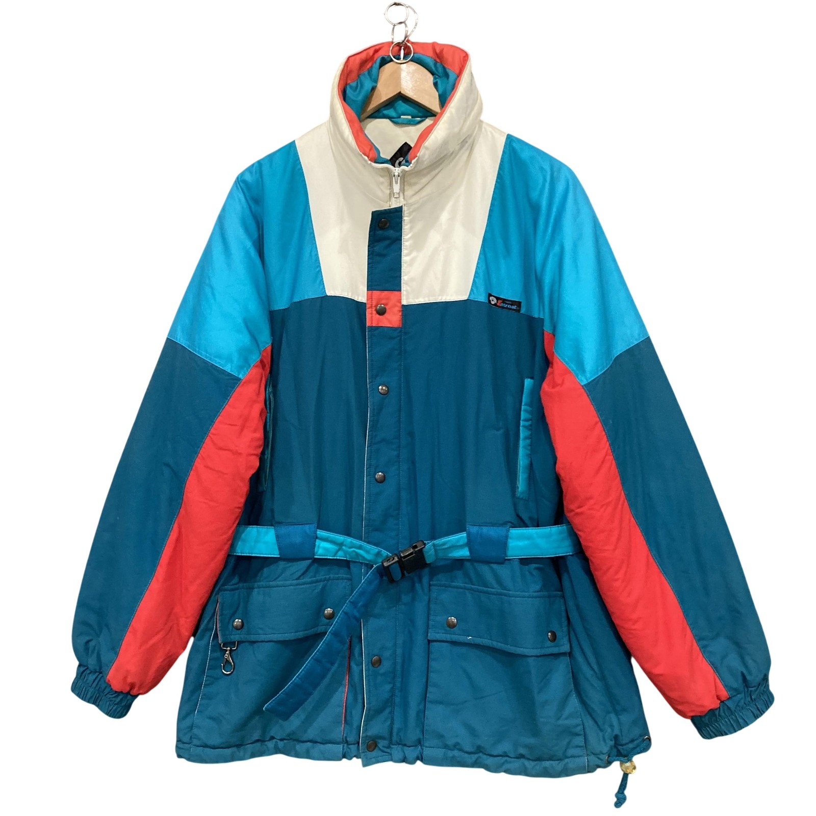 Vintage Snug Tech Jacket Mens 50 Multicolour Colourblock Ski Belted Entrant 80s