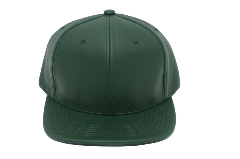 Leather Snapback Hat Hip Hop Baseball Cap Trucker Mesh Solid Plain Flat Brim