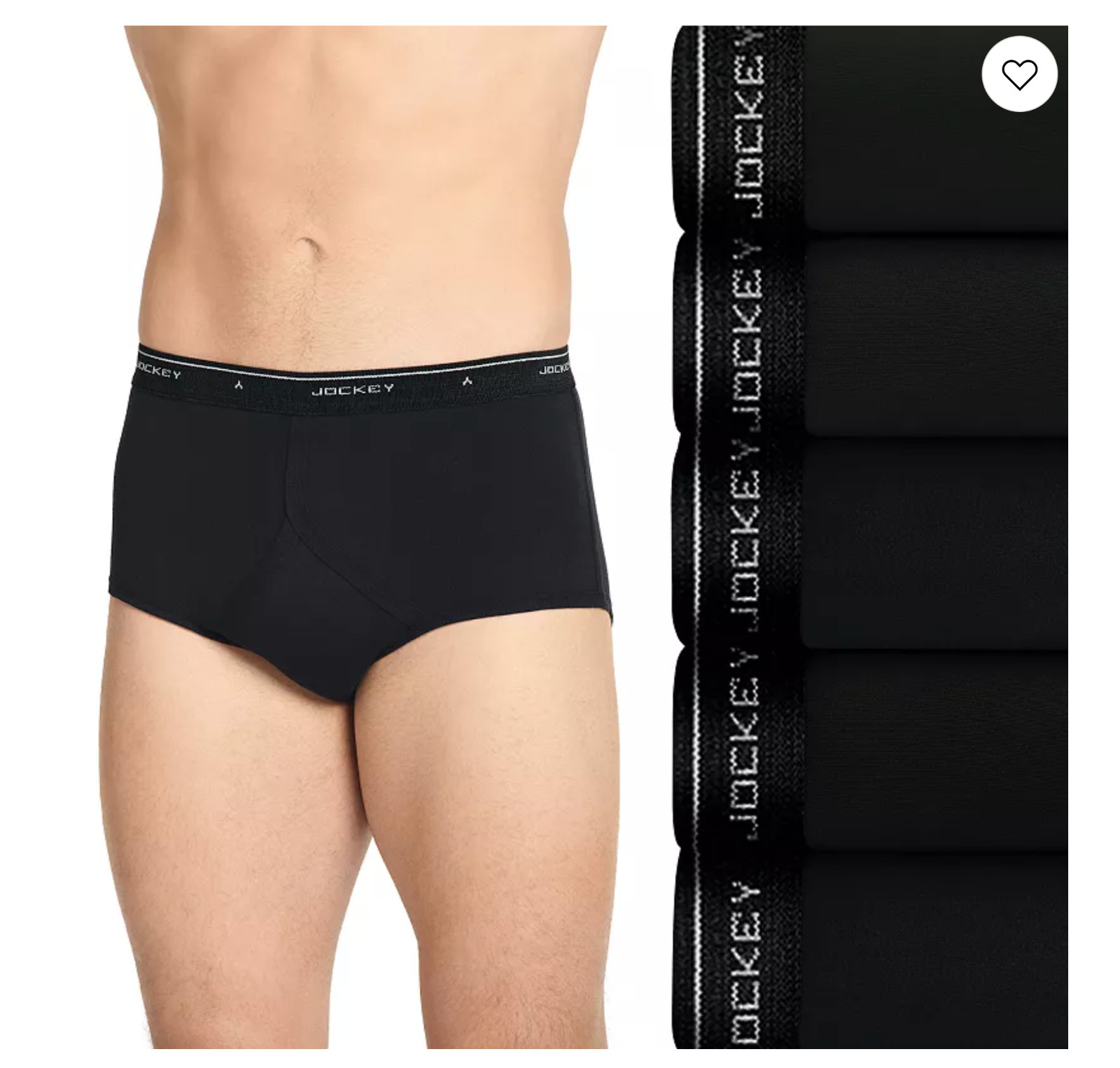 Men’s Jockey 4-Pack + 1 Free 100% Cotton Black Classics Full-Rise Staynew Briefs
