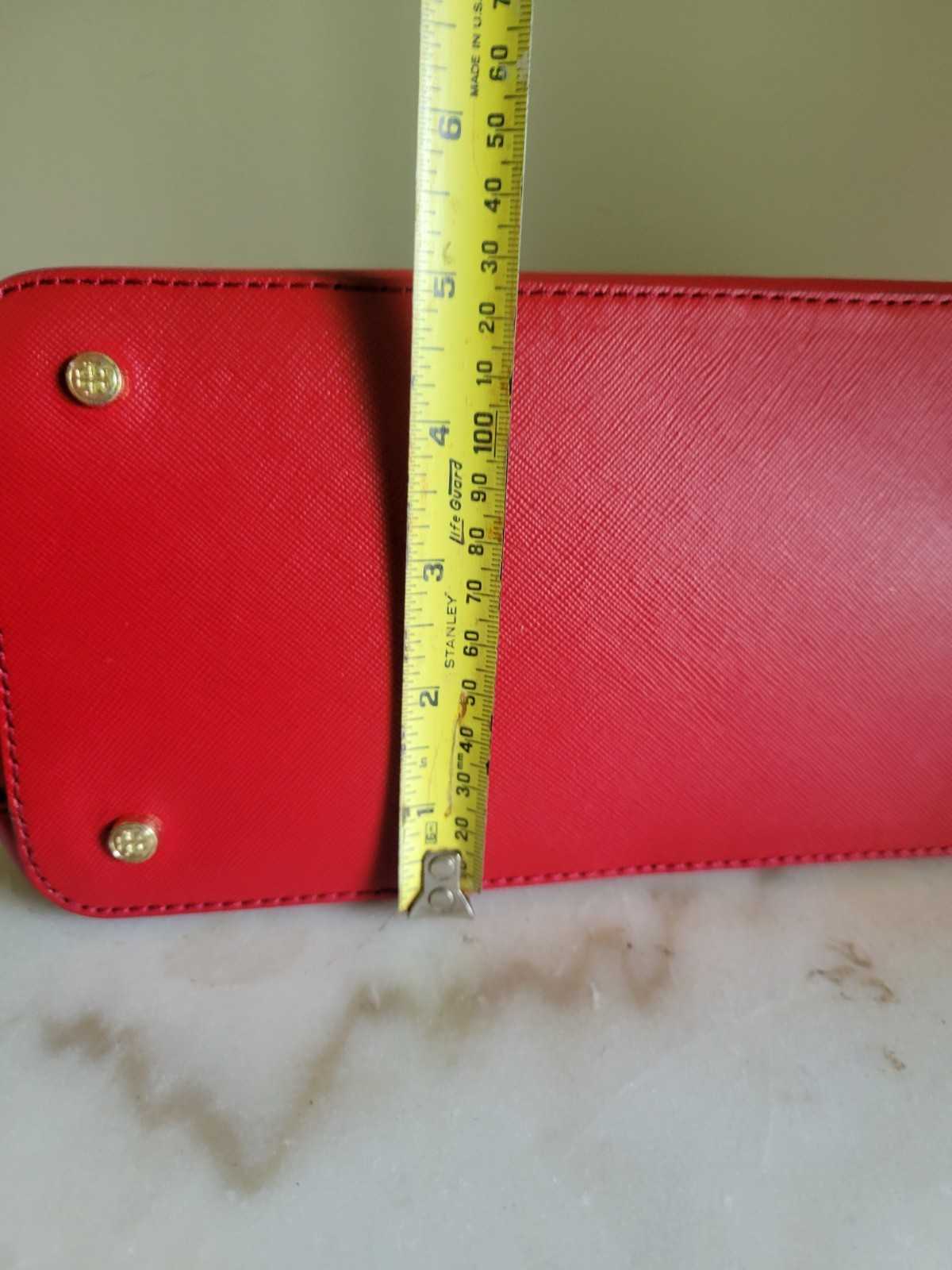 Tory Burch Robinson Double Zip Red Leather Top HandleTote Shoulder Strap Missing