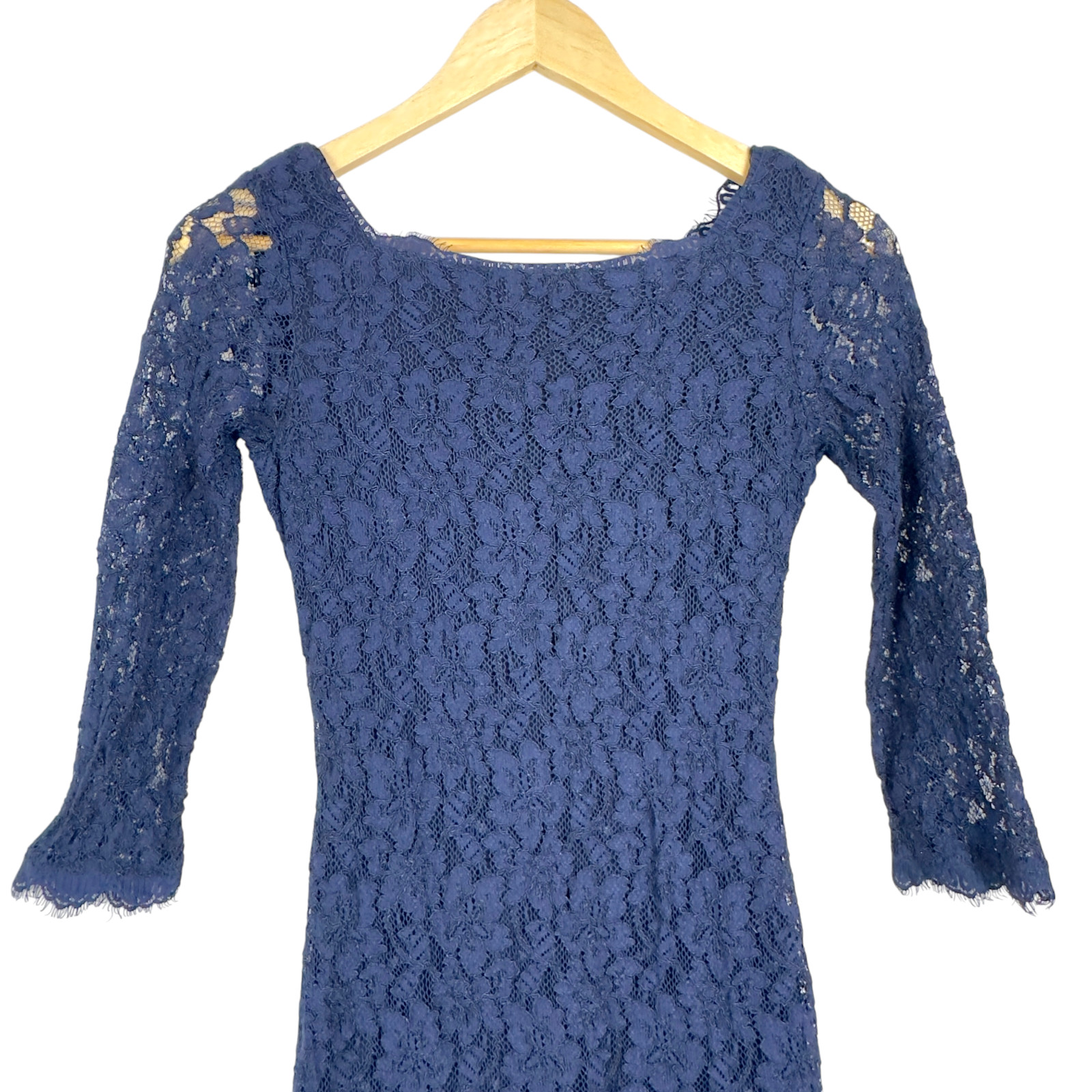 Diane Von Furstenburg Zarita Lace Mini Dress Navy Blue Women’s Size 2 Designer