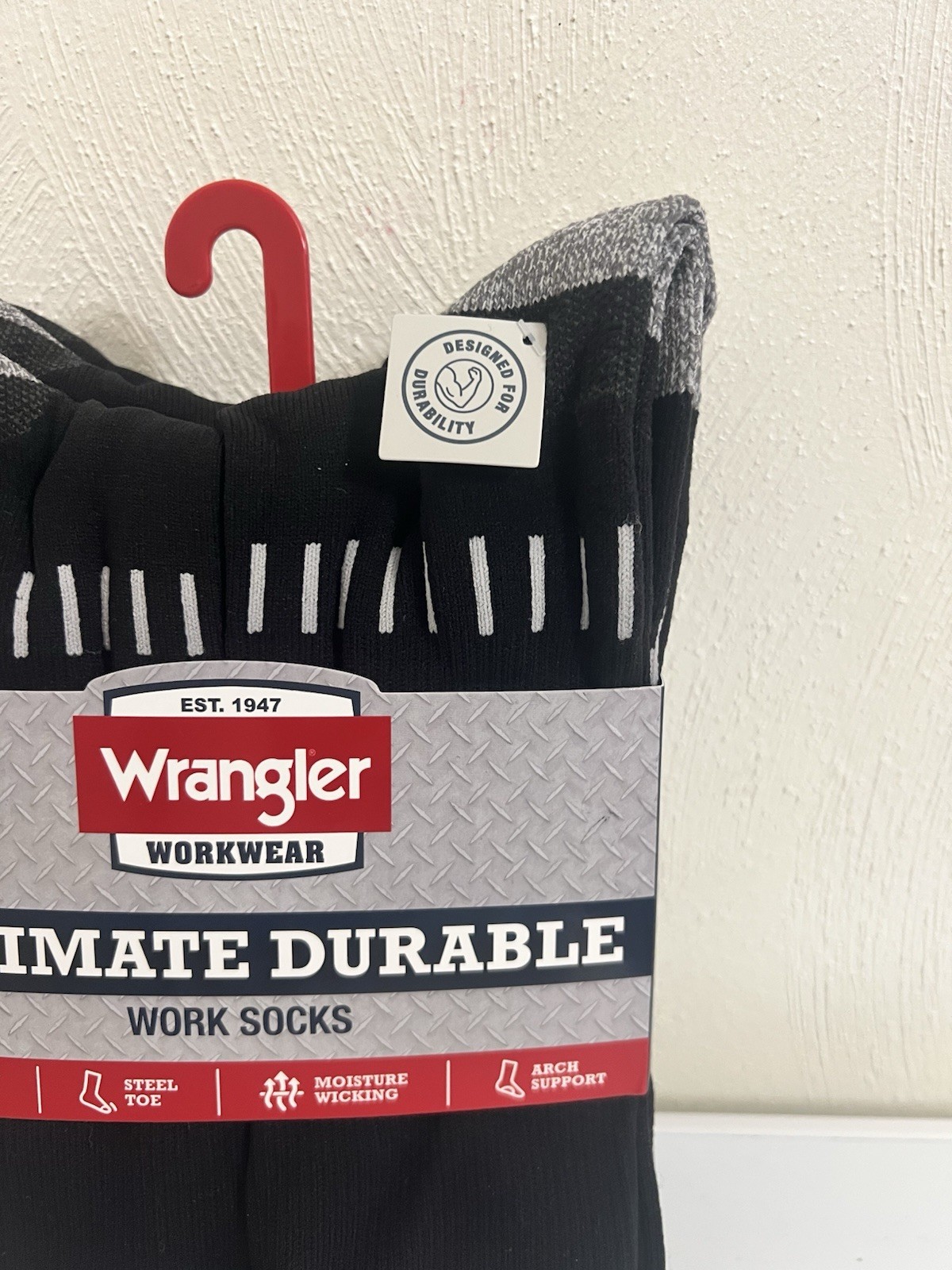 Wrangler 6 Pair Ultimate Durable Work Socks Men’s Sz 6-12 Black W/Reinforce Toe