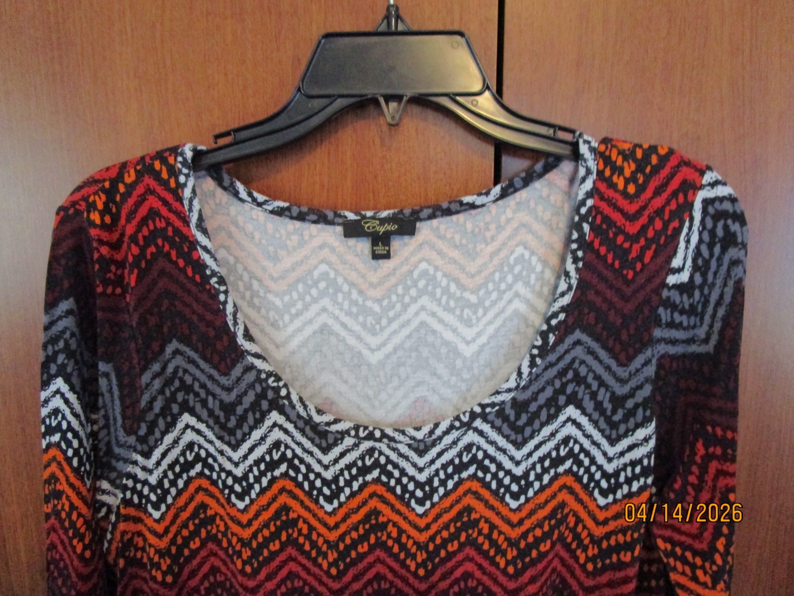 Cupio Tunic Top Round Neck Sz Large Viscose Spandex Bust 40 Length 27.5 in