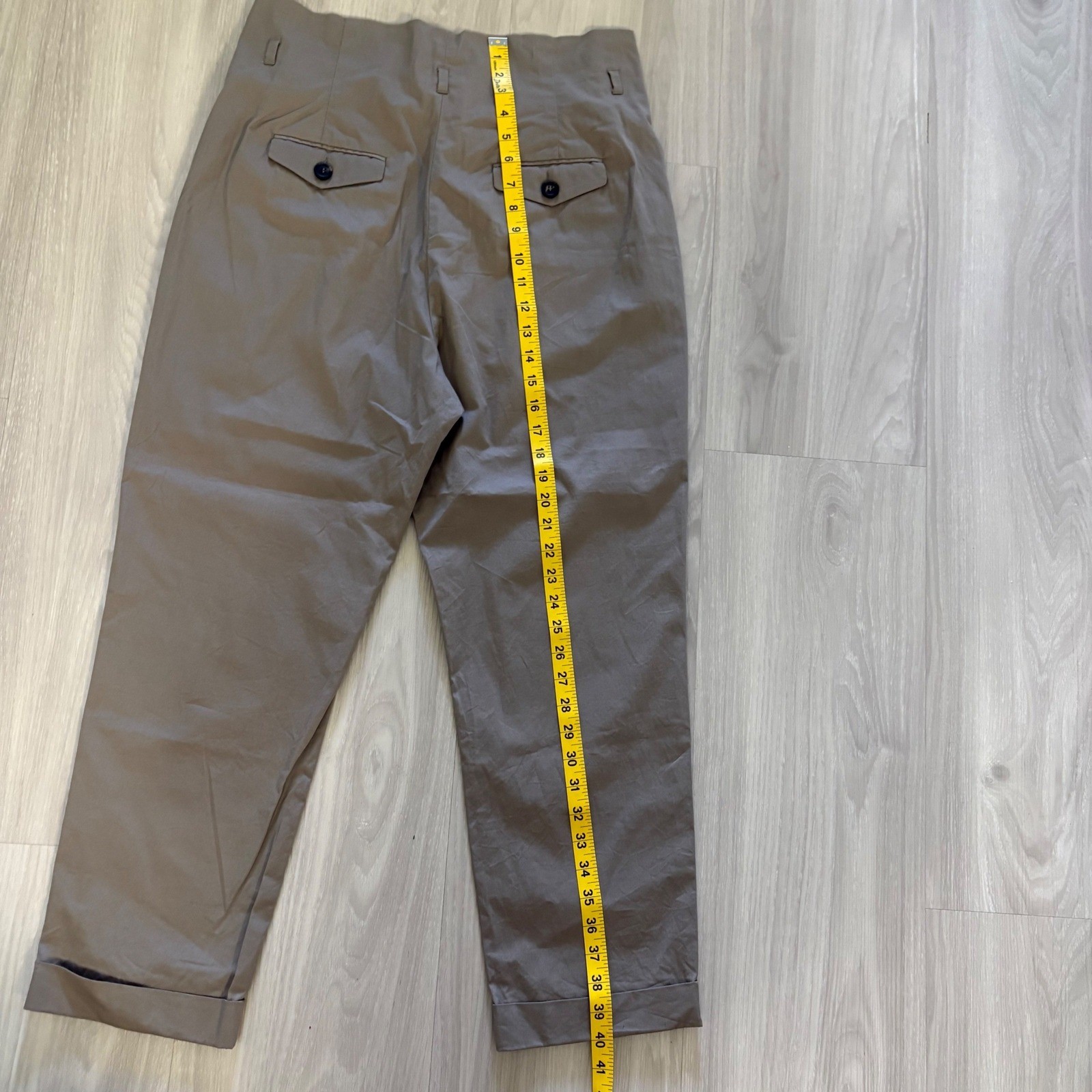 Peserico Pant Women High Waisted Pleated Tapered Trousers Taupe Brown Italy 46