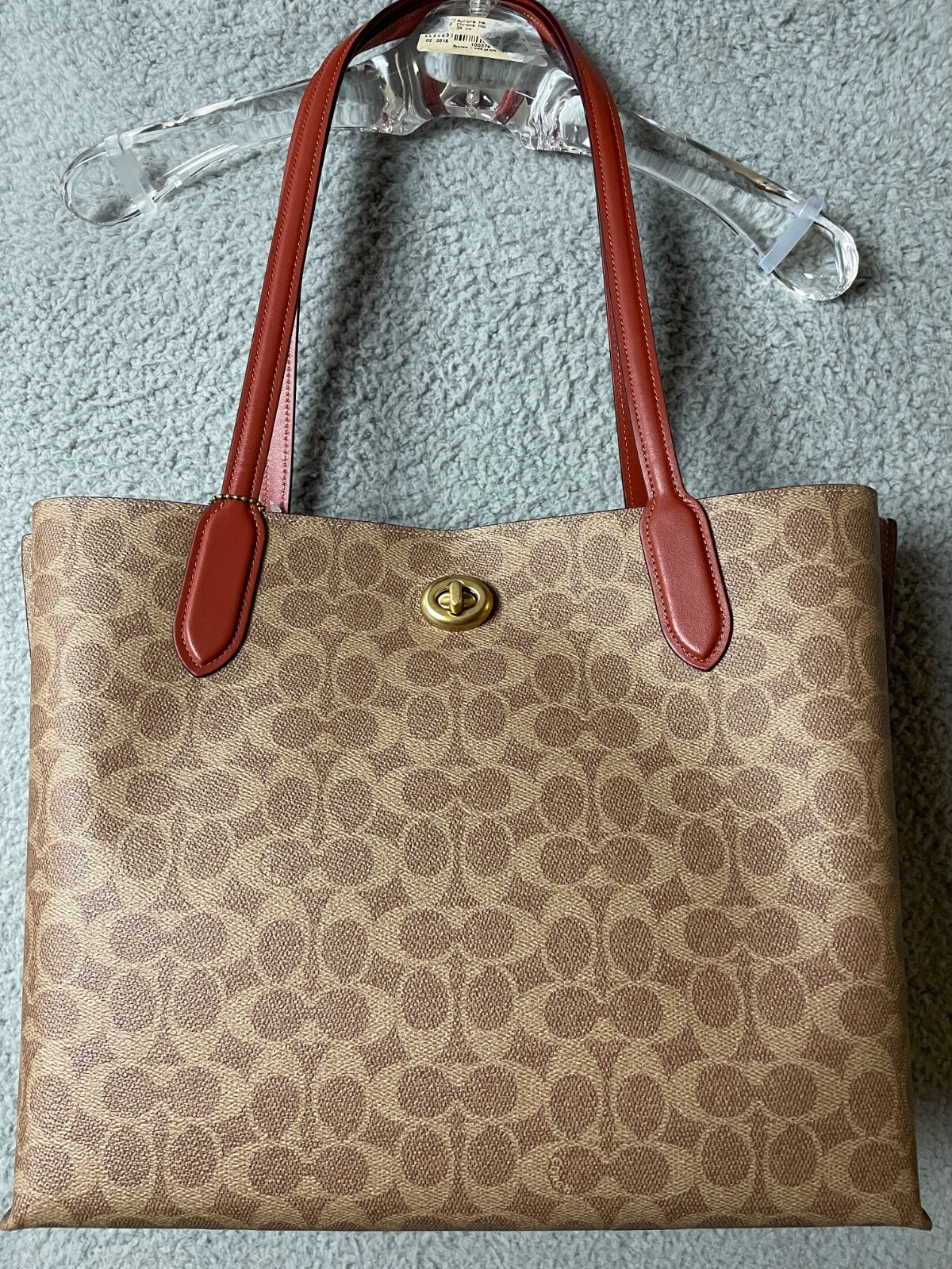 Coach Signature Willow Tote Womens Tan Rust Handbag Logo Roomy Fits Laptop