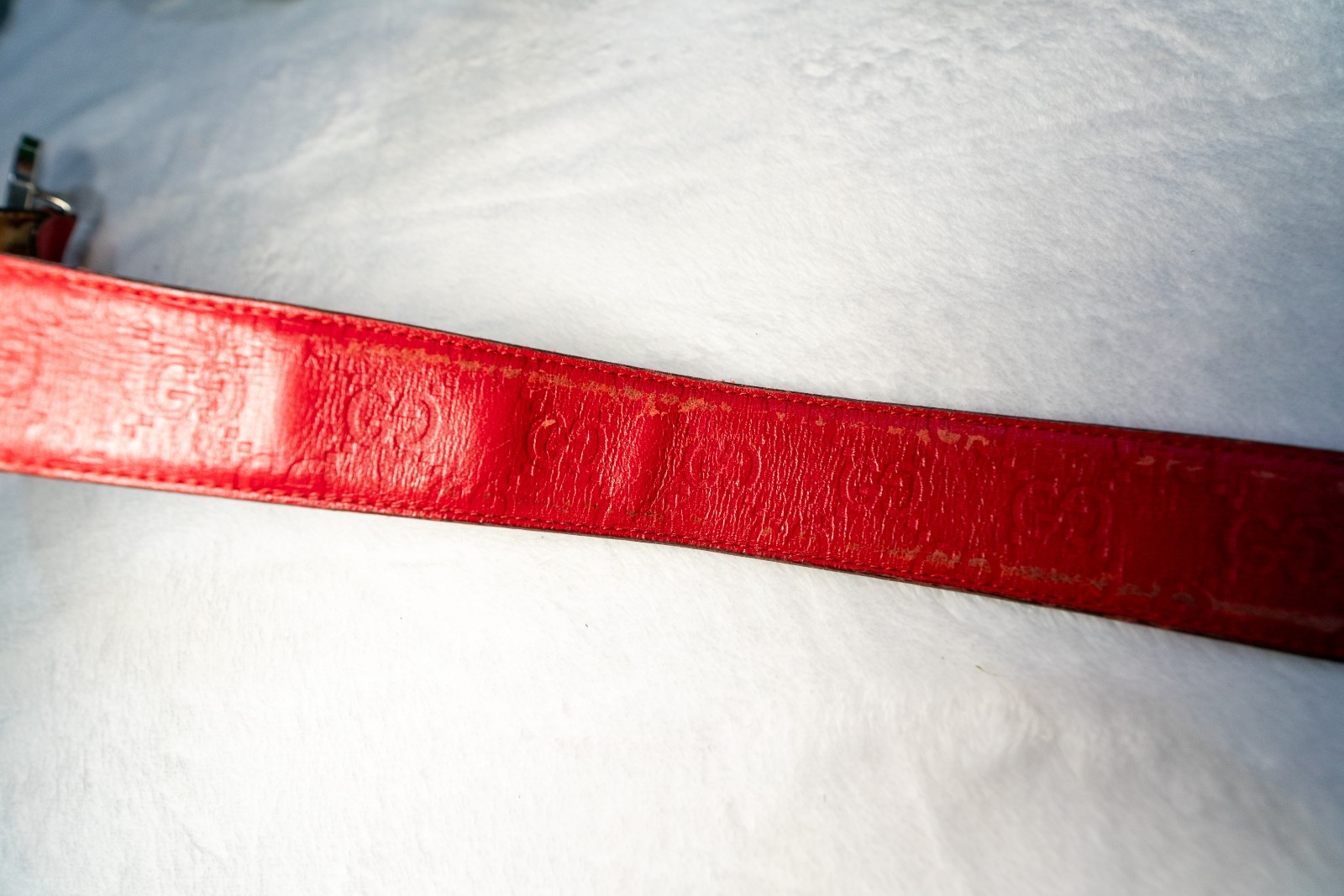 Gucci Guccissima Red Leather Belt Interlocking GG Buckle Size 42 105cm