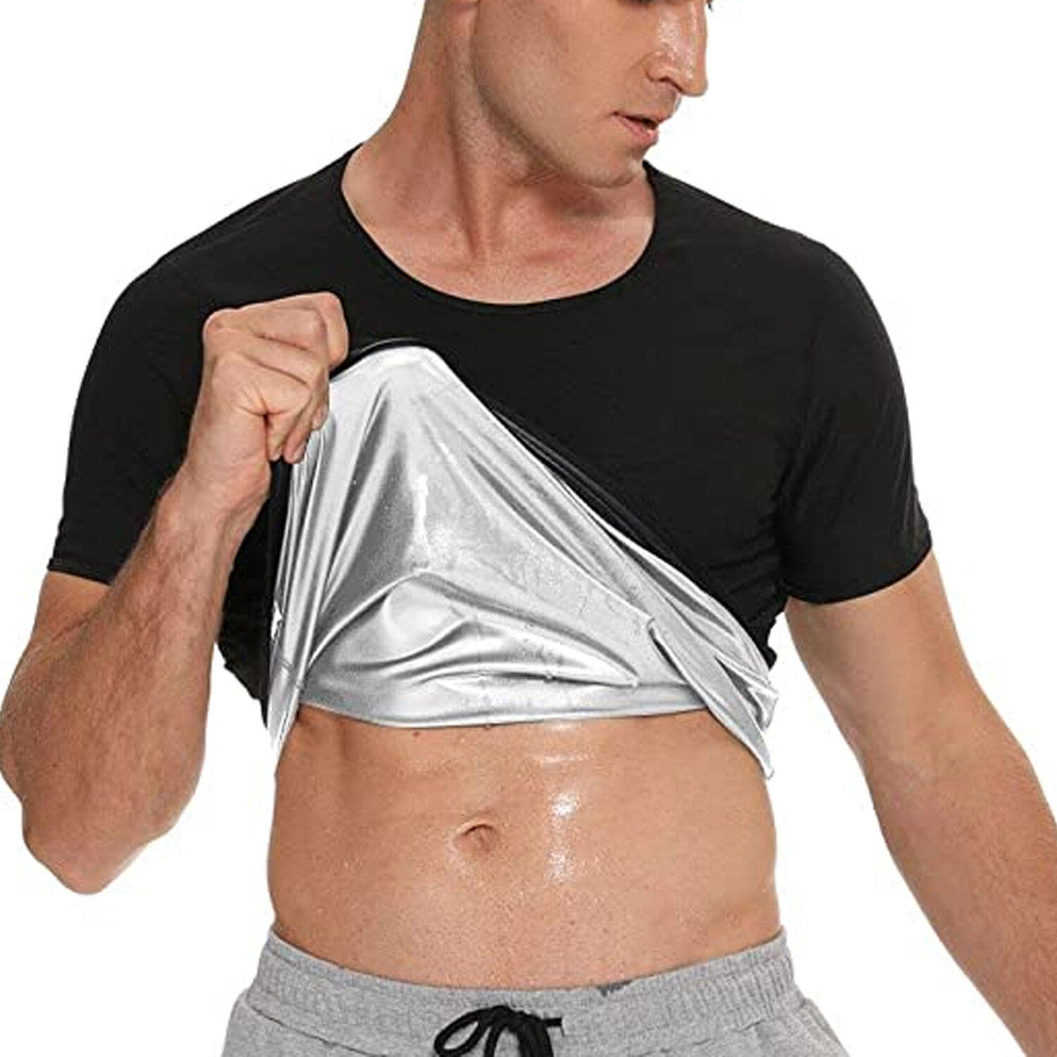 Men’s Sauna Heat Trapping Shirt Sweat Shaper Vest Workout Sauna Exercise Top