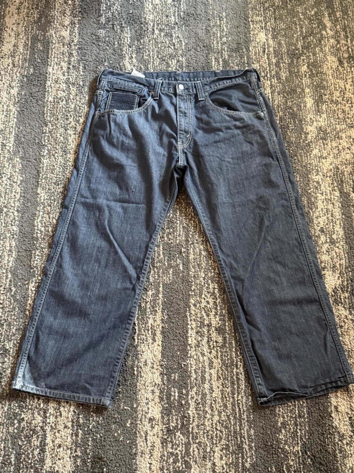 Levi’s Men’s Dark Wash Blue Denim Cotton Jeans Straight Relaxed Fit Mid Rise