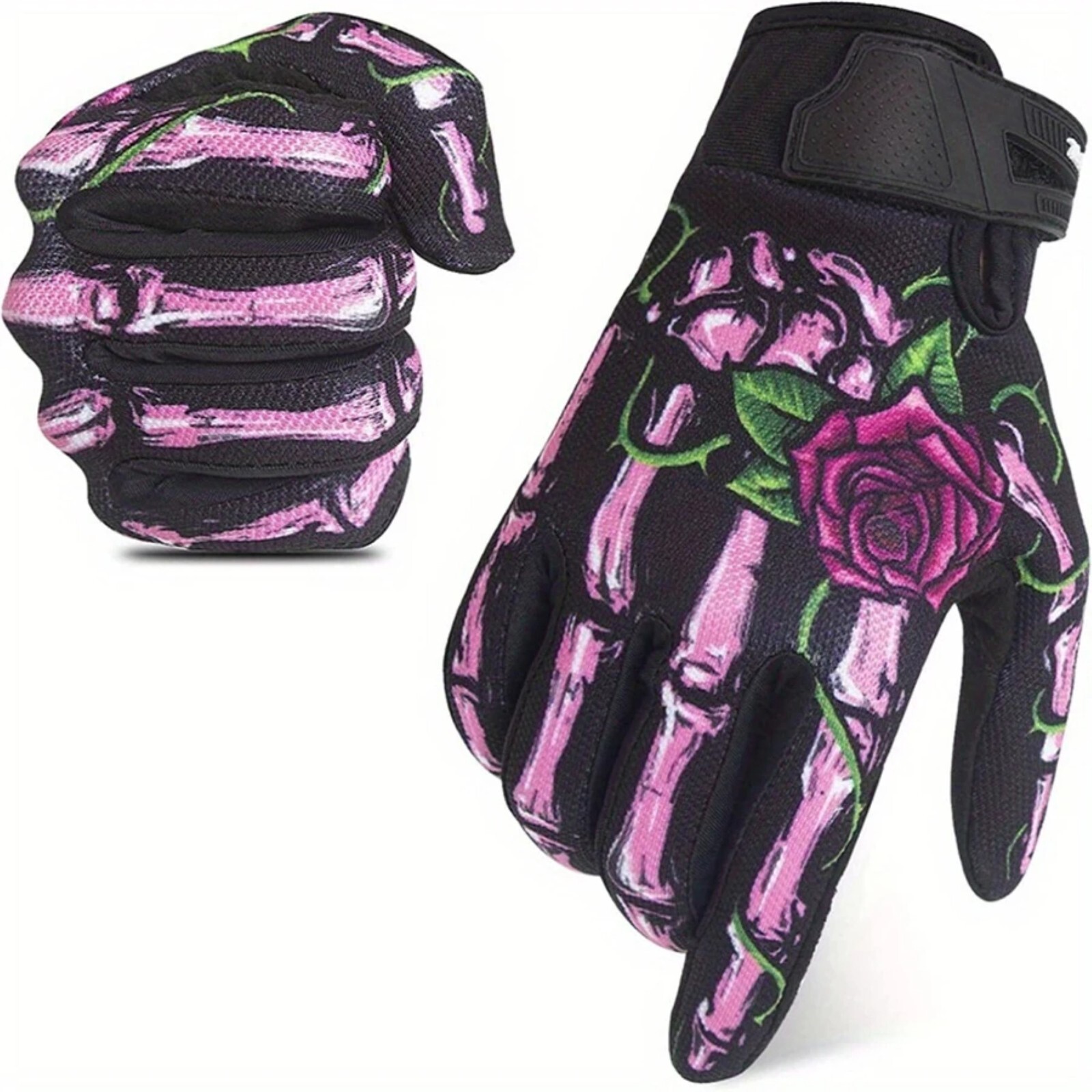 Biker Skeleton Bone Gloves Racing Cycling Motorcycle Mechanics Goth Full Finger