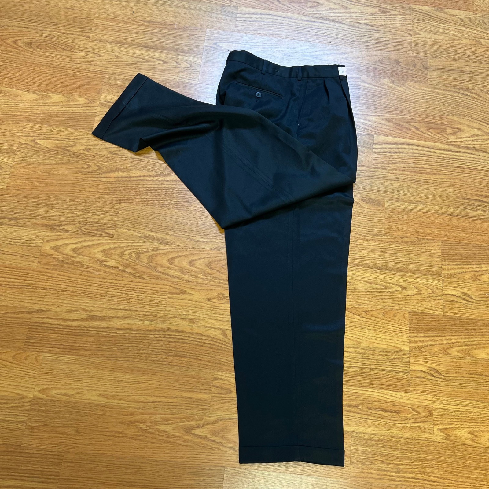 Perry Ellis Portfolio Men’s Black Pleated Cuffed Dress Pants Trousers