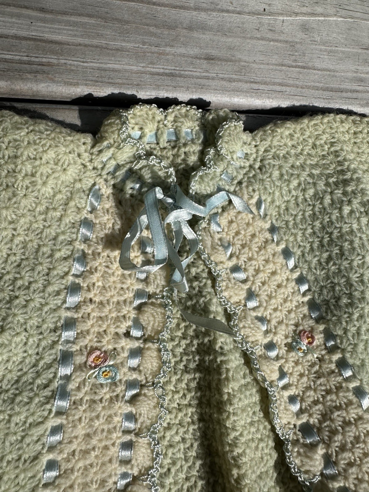 Vintage Early 1900s Knit And Embroidered Baby Sweater Size 6-12 Months
