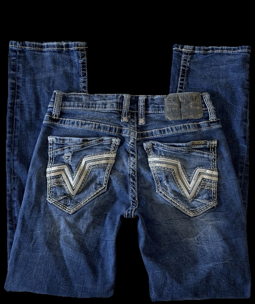 Salvage Supply Mayhem Straight Stretch Buckle Jeans ~ Men’s Size 30 x 32/30