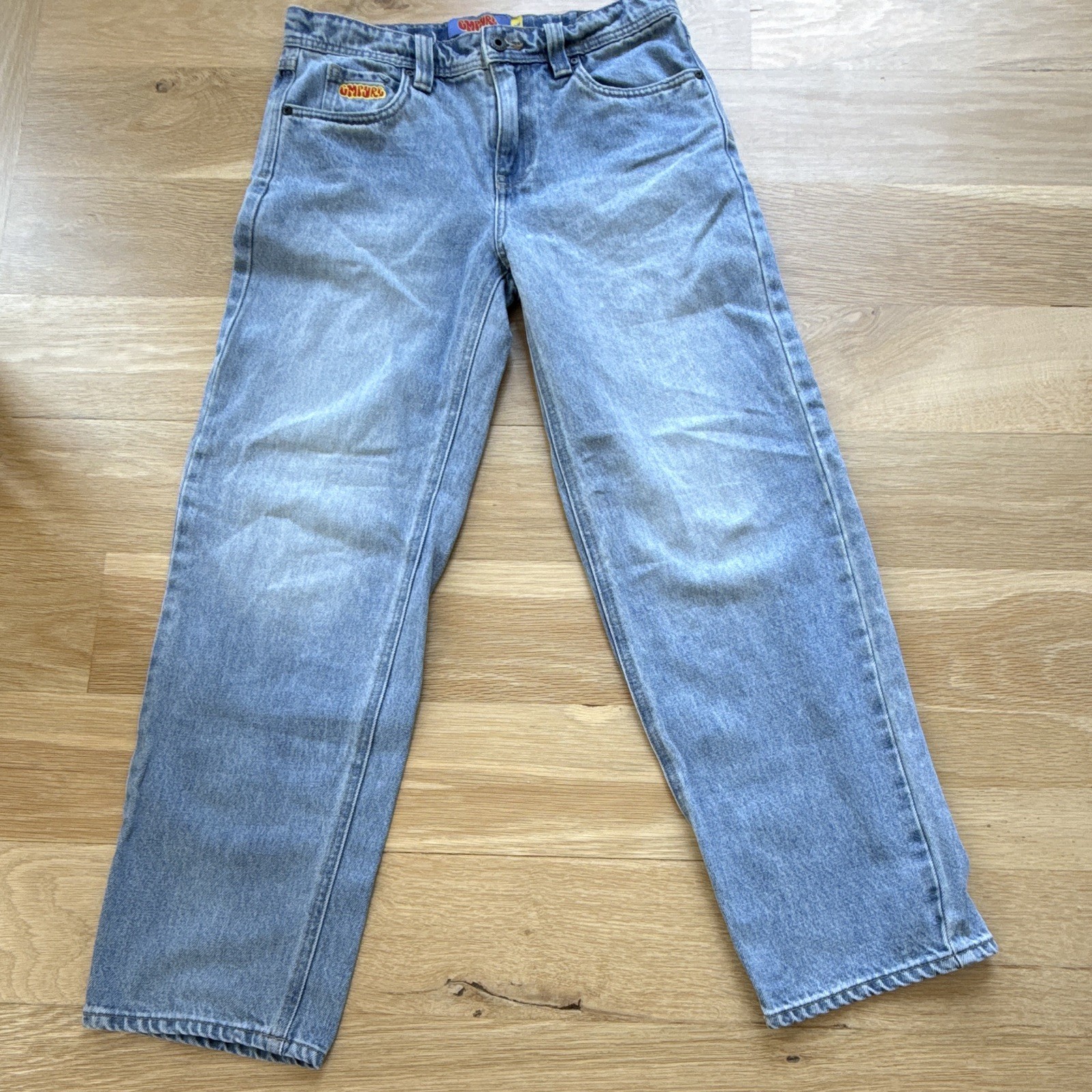 Empyre youth Light Wash Blue Denim Straight Leg Jeans 5-Pocket Logo