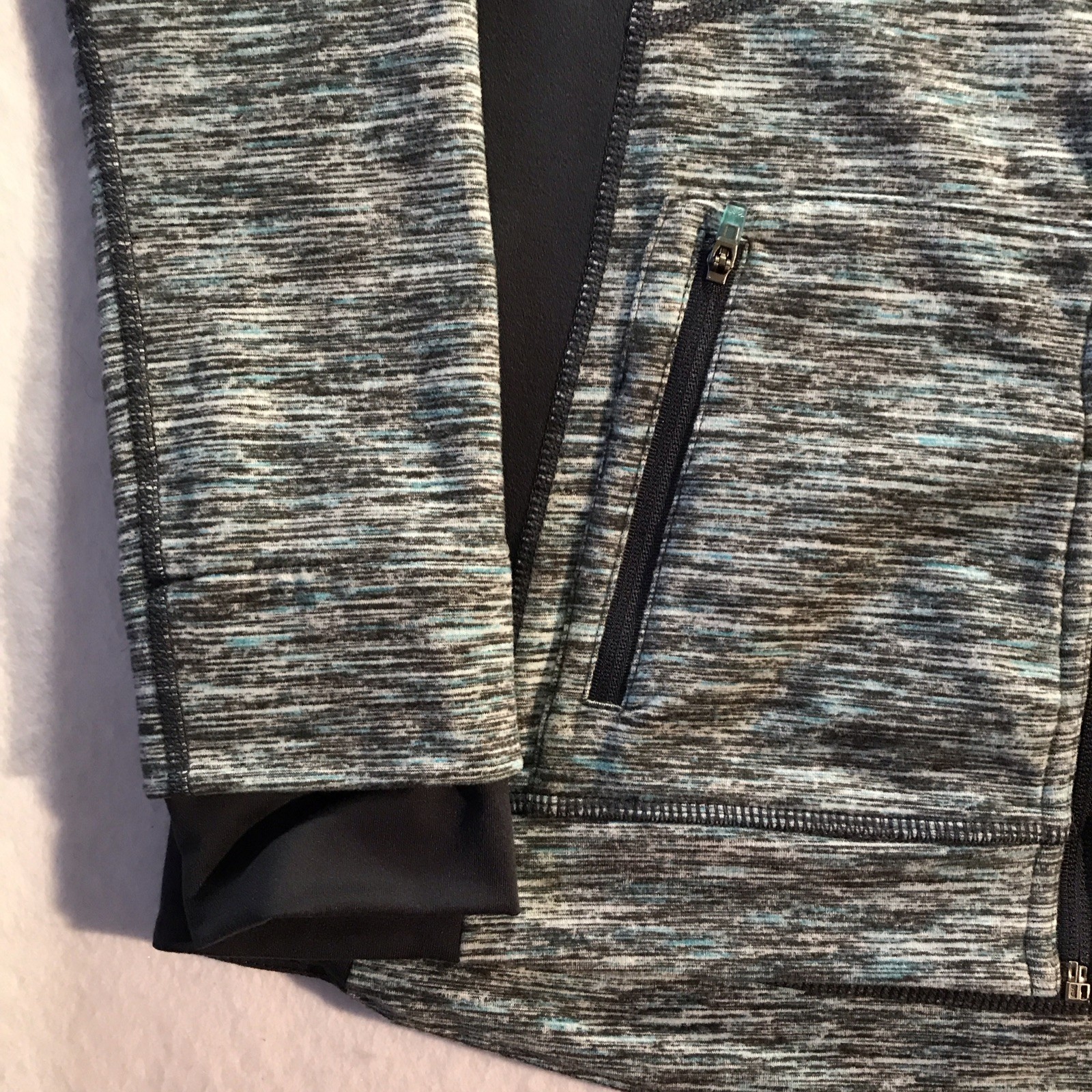 Tangerine Full Zip Athletic Jacket Zipped Pockets Womens M Gray Blue Black
