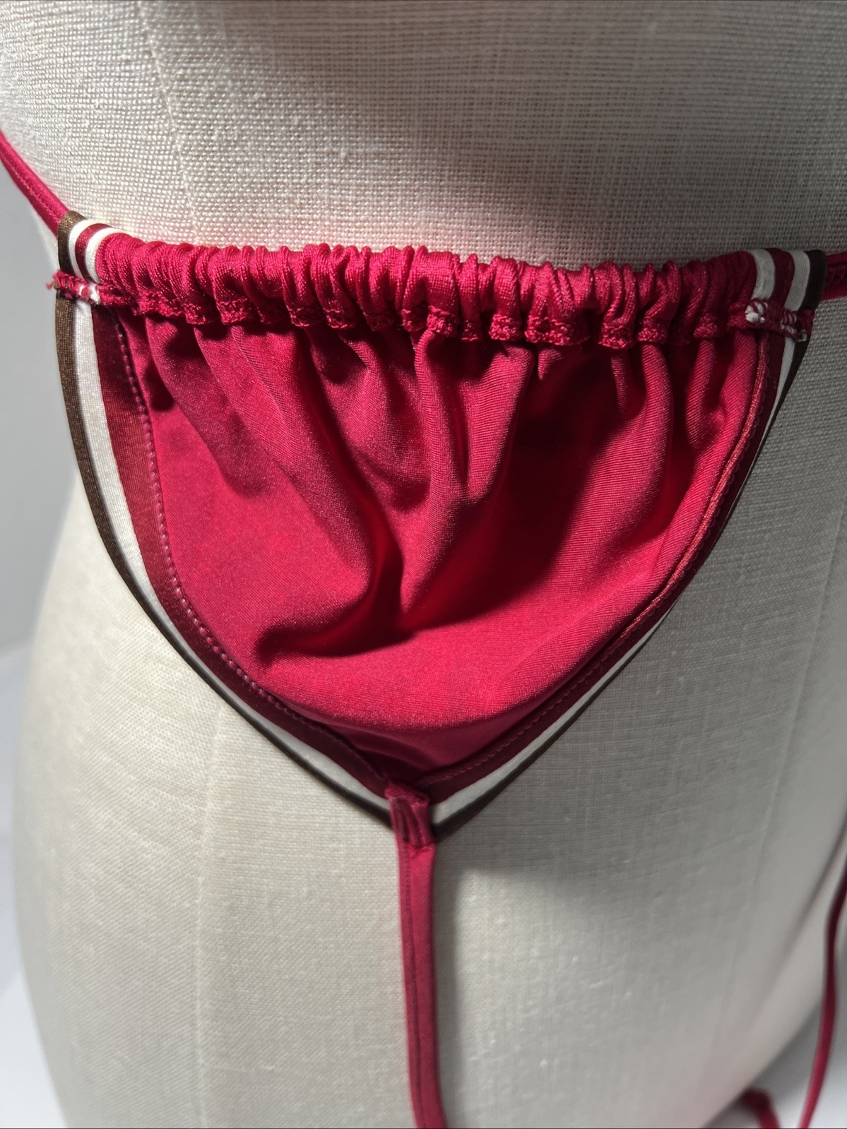 Ahlens Tempo Bikini Pinks Stripes Original Tag Europe Sweden Size 40 NOS 1980s
