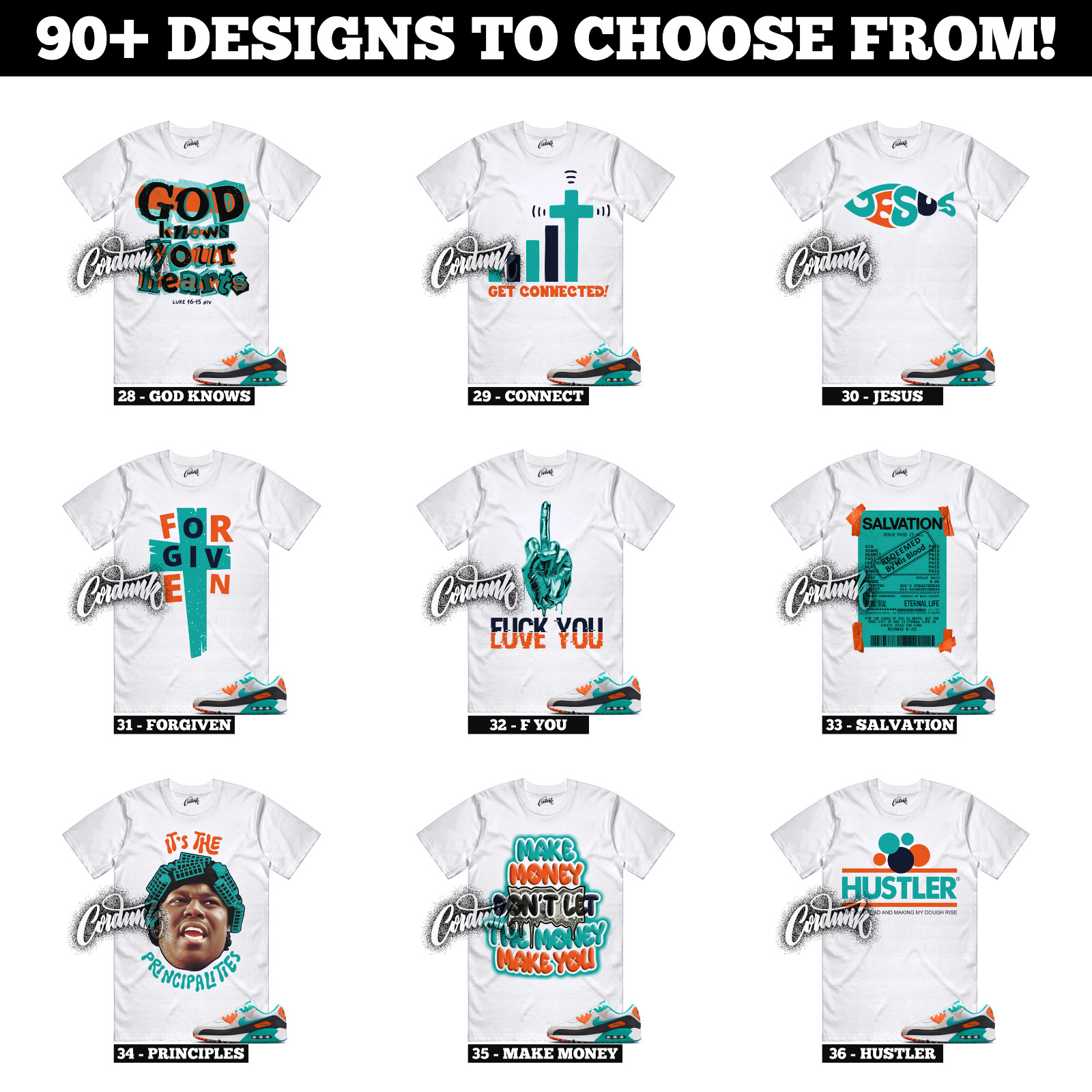 Miami Air Max 90 Dolphins White Pitch Blue Turbo Green Sneaker T Shirt to Match