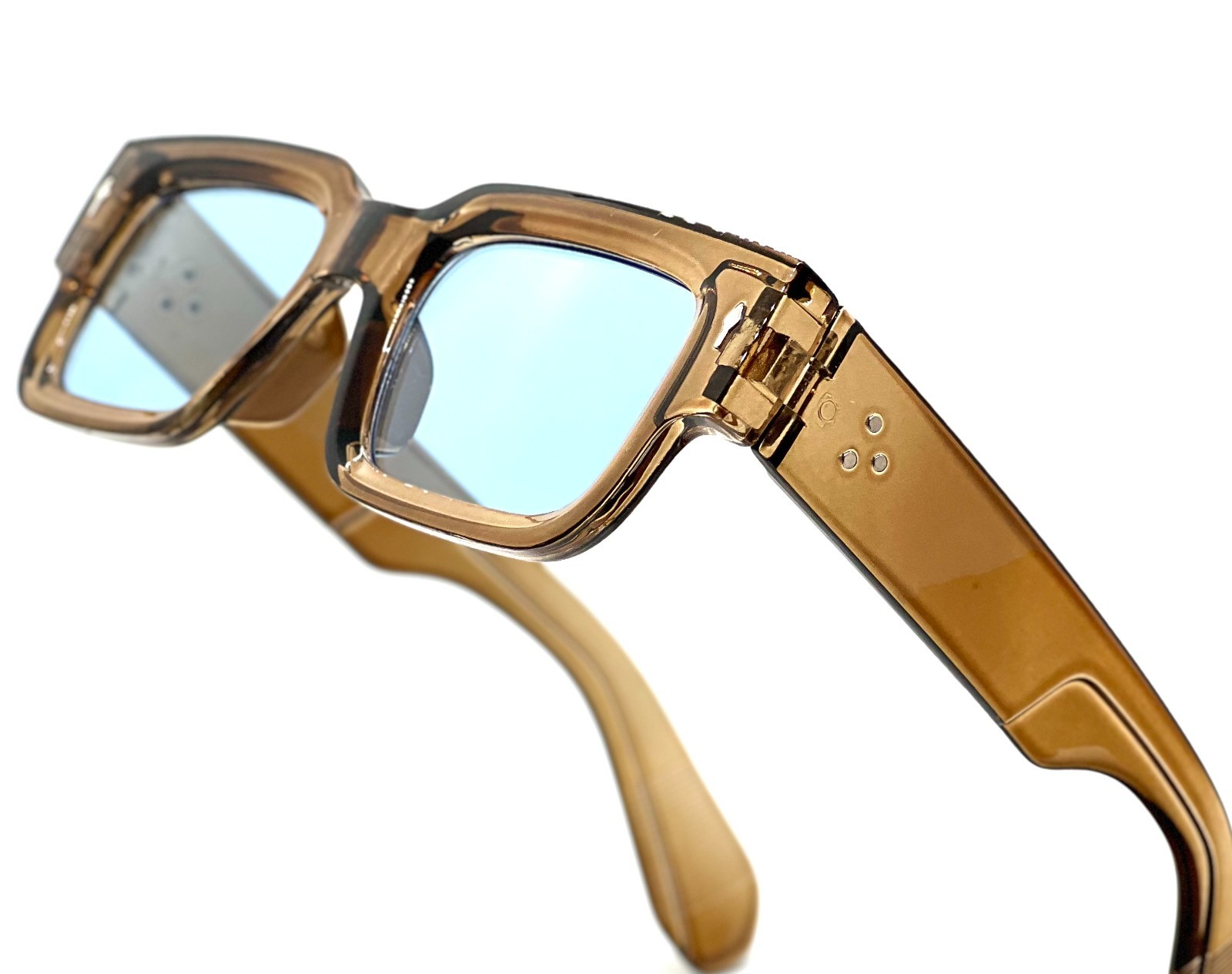 Black Thick Square Frame Chunky Yellow Tinted Lens Sunglasses Street Outdoor New