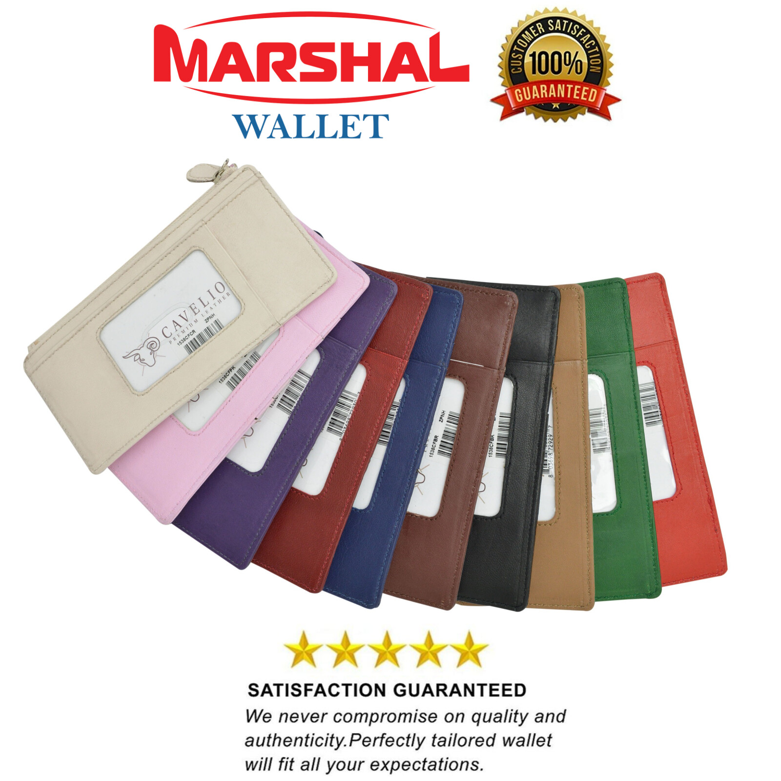 Cavelio Women’s Genuine Leather ID Credit Card Holder Wallet Slim Purse Colors