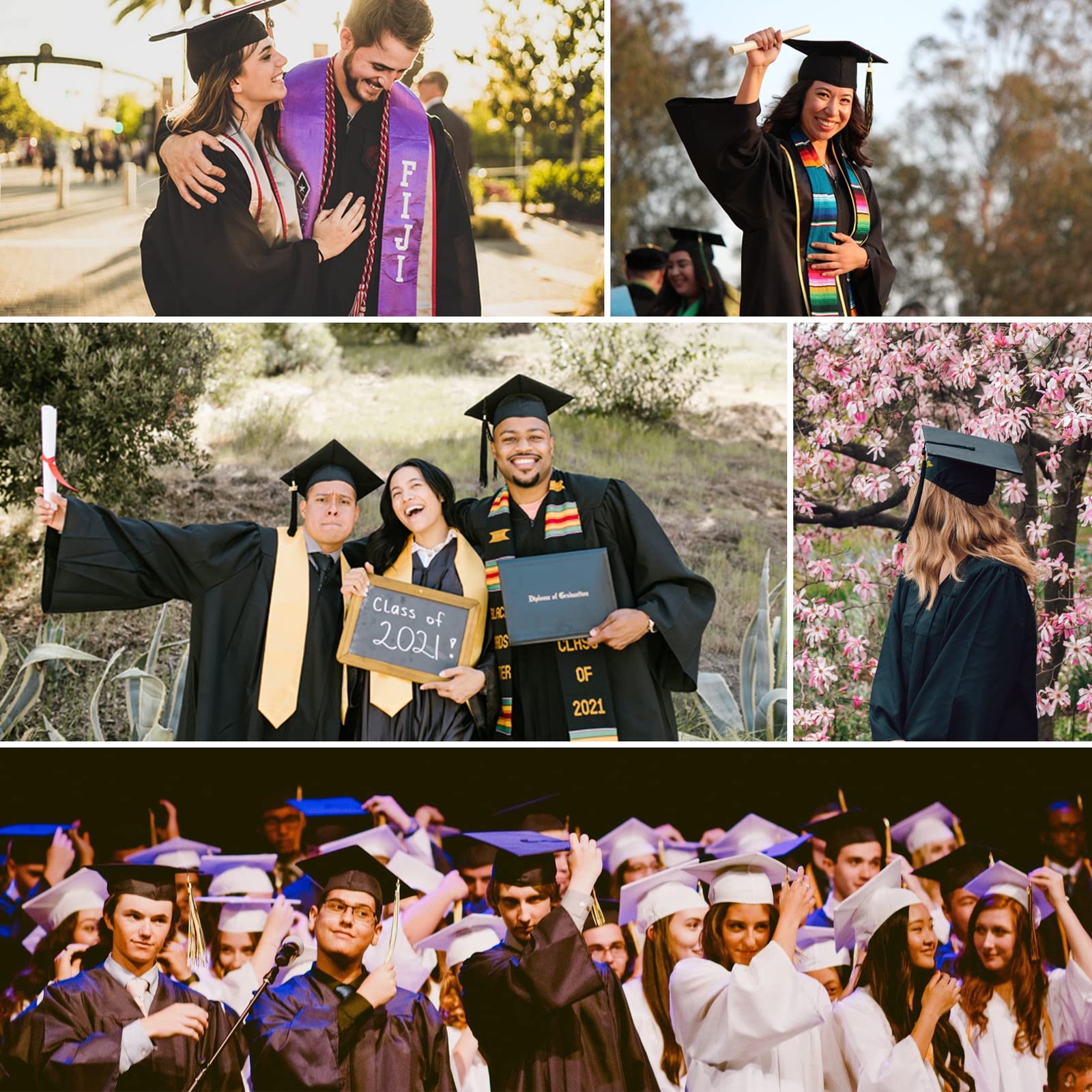SAMDEEMI Unisex Adult Matte Graduation Gown Cap Tassel Set 2024 for High School