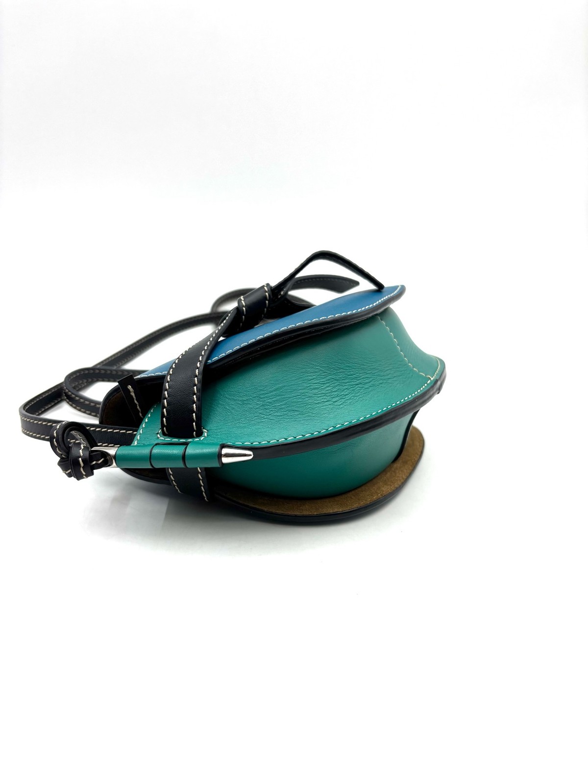 Loewe Pre-Owned Authentic Gate Saddle Bag Blue 13*8*11cm