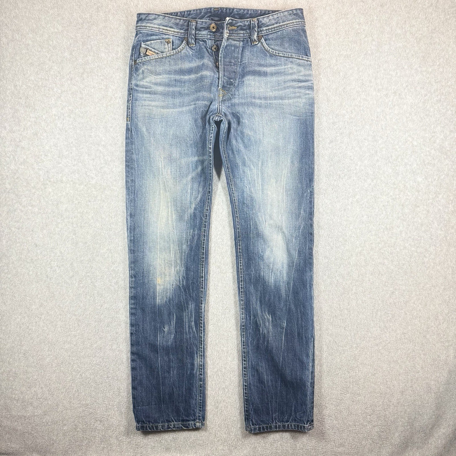 Diesel Darron Jeans Men 30×32 Blue Regular Slim Tapered Distressed Opium Faded