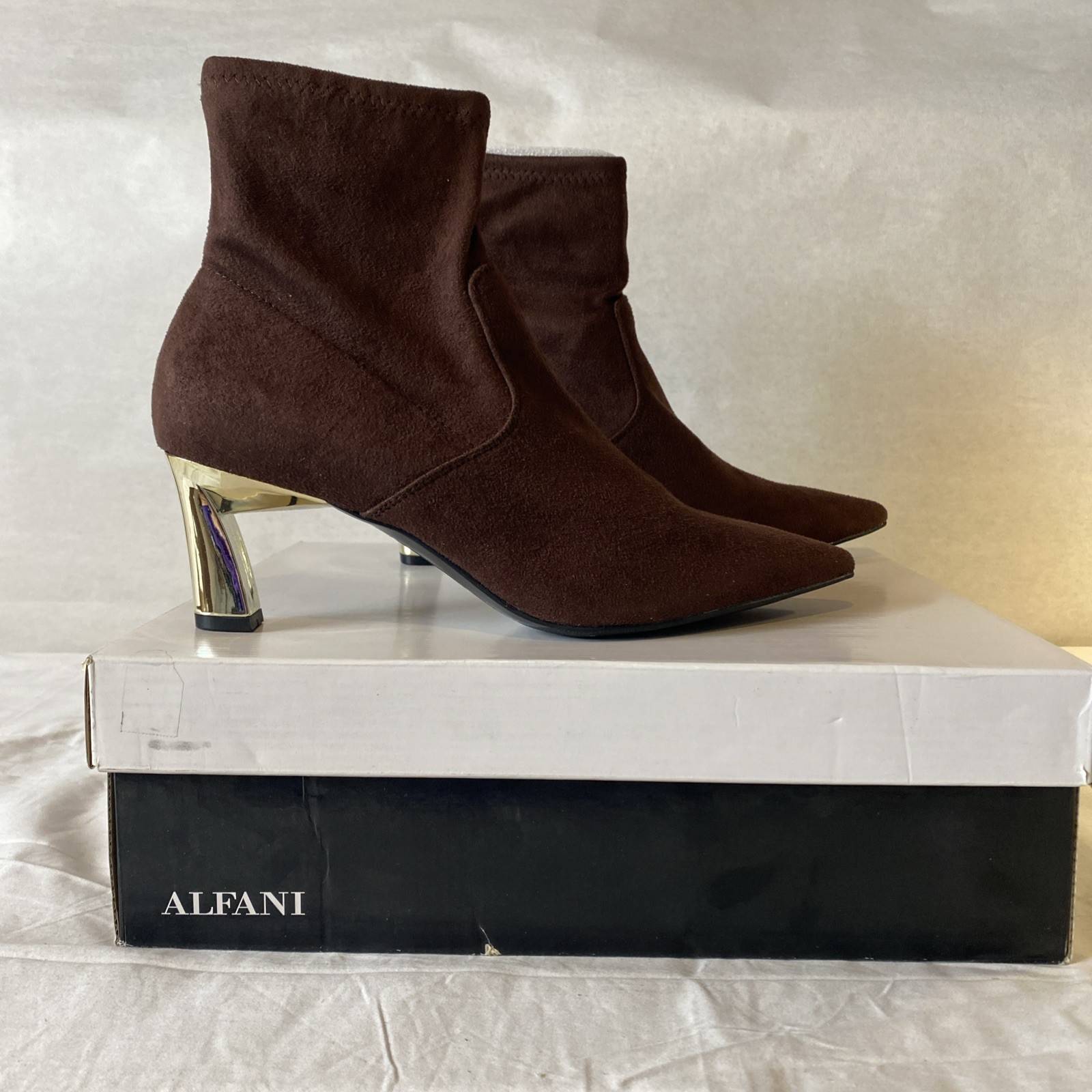 Alfani Bambey Brown Block Heel Ankle Boots Women’s US 8.5 M NEW