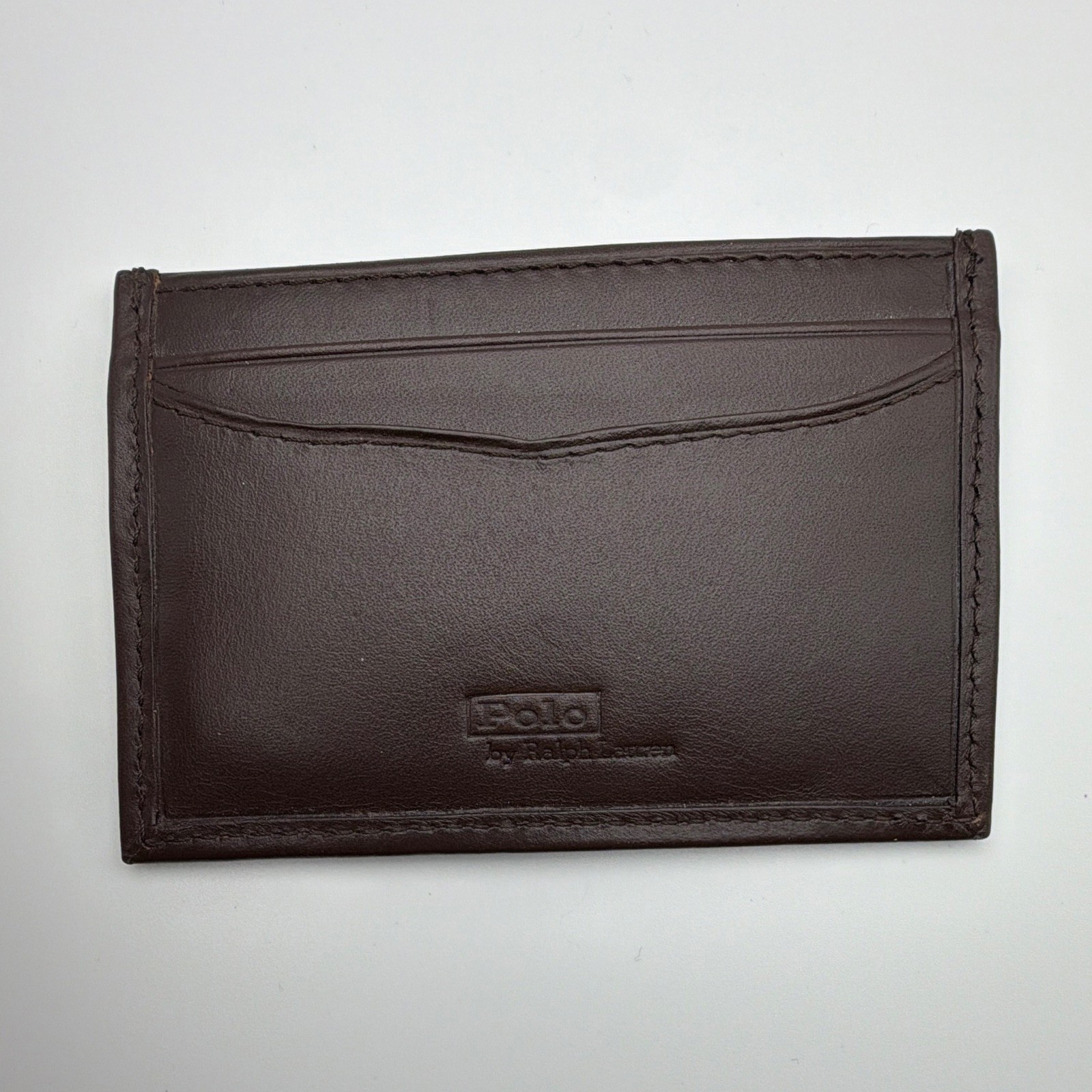 NWT Polo Ralph Lauren Western Bear Leather Card Holder Wallet Brown MSRP $125