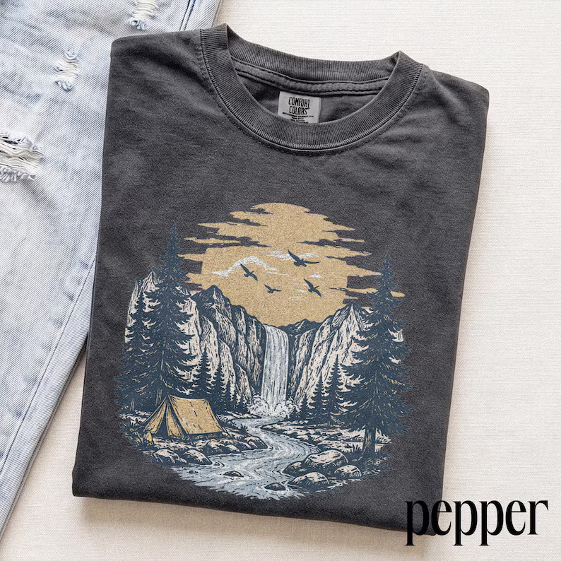 Retro Camping Mountain Nature Outdoor Comfort Tee
