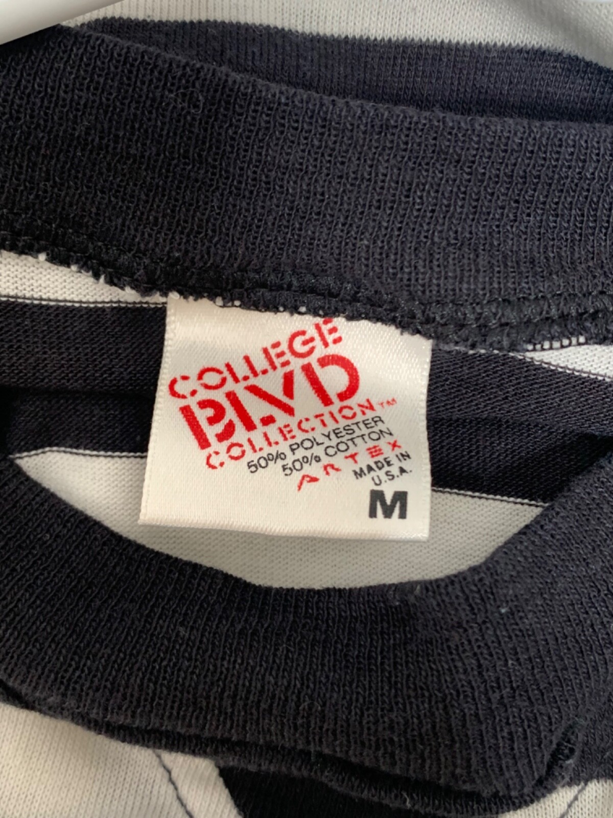 College BLVD Women Size M Black White Stripe Long Sleeve Shirt Made in USA OSU