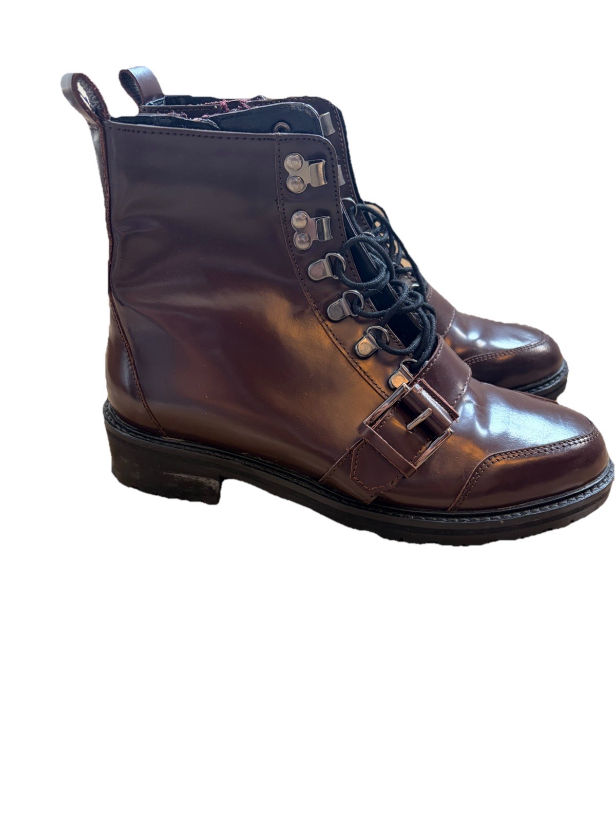 ASOS DESIGN Burgundy Lace-Up Biker Boots – UK 6 / US 8 AllSaints Donita