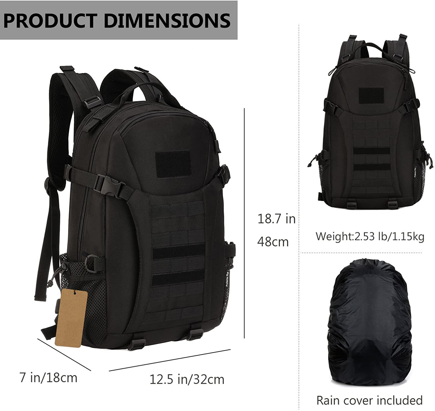 Tactical Backpack Military Hiking Day Pack Molle Rucksack Waterproof 30L EDC Bag