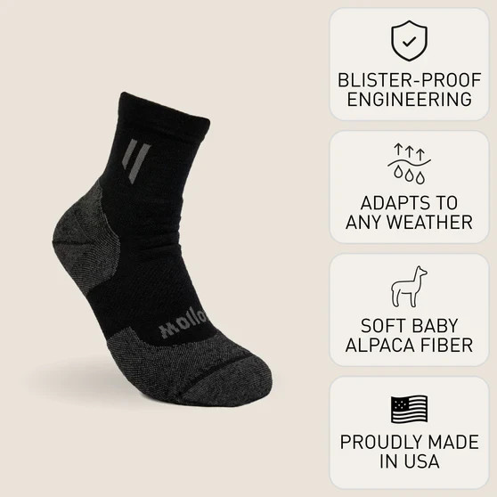 New Hollow Alpaca Run Ankle Height Socks Black Large Men 10-13 Women 10.5-13