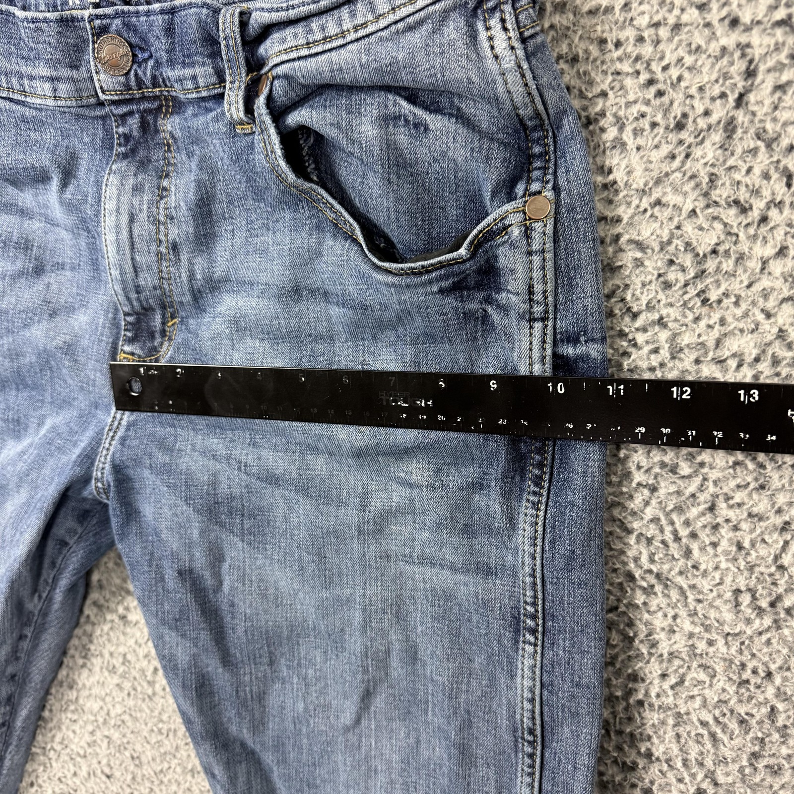 Wrangler Retro Jeans Mens 35×32 Blue Denim Slim Bootcut Stretch Medium Wash