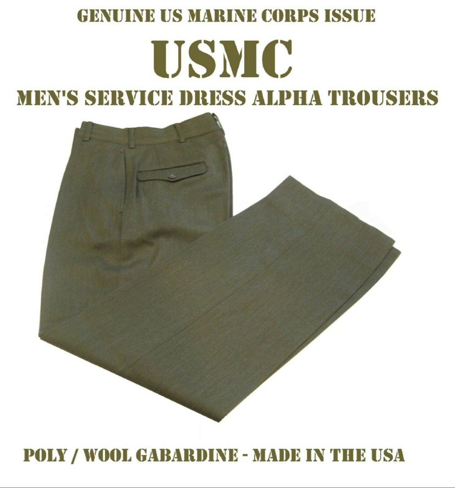 VGC USMC MILITARY MEN’S ALPHA CHARLIE KHAKI TROUSERS UNIFORM PANTS SERVICE DRESS