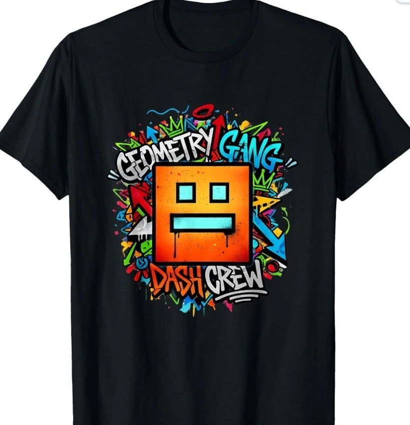 Retro Geometry Gang Dash Crew Men Women T-Shirt, cute