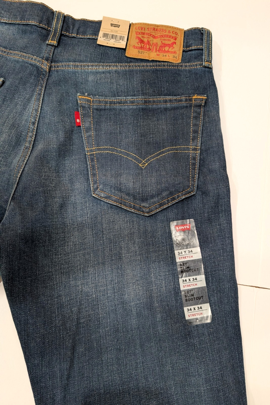 NEW Men’s Levi’s 527 Slim Bootcut Jeans Dark Wash Blue Size 34×34 NWT Ships Free