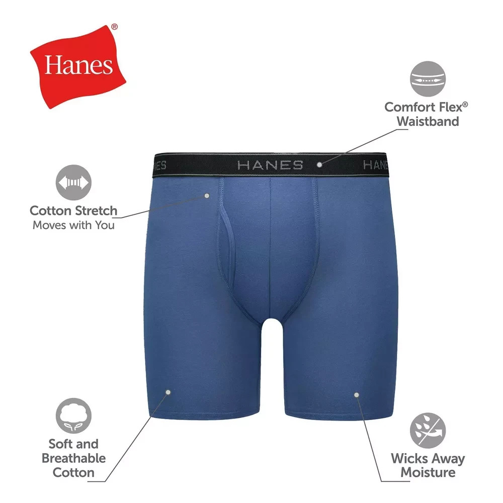 Hanes Men’s 3 Boxer Briefs – Black Cool Comfort Cotton Underwear