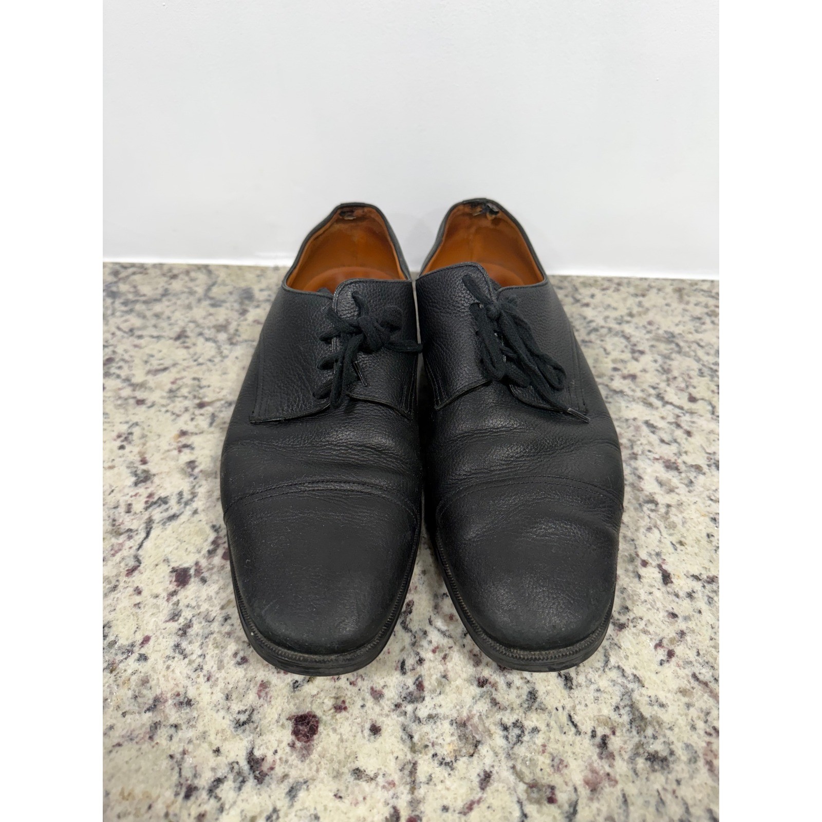 Bally Tayson SK Mens Black Pebbled Leather Cap Toe Oxford Dress Shoes 7.5 D