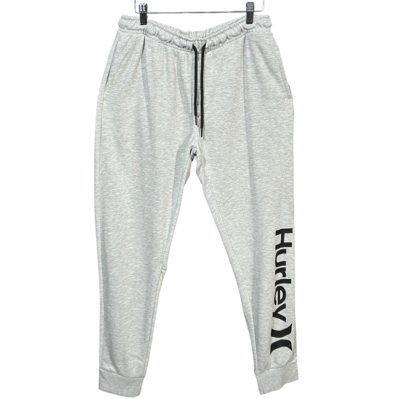 Hurley Men’s Knit French Terry Jogger Pants S-L (Waist 28-31) Gray Elastic Waist