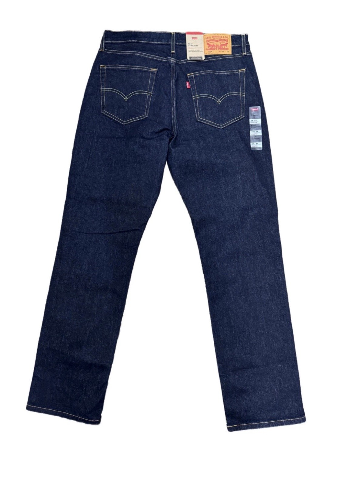 Levis 514 Straight Fit Jeans NWT Stretch Jeans Color Rinsed Blue 005141017 38×30